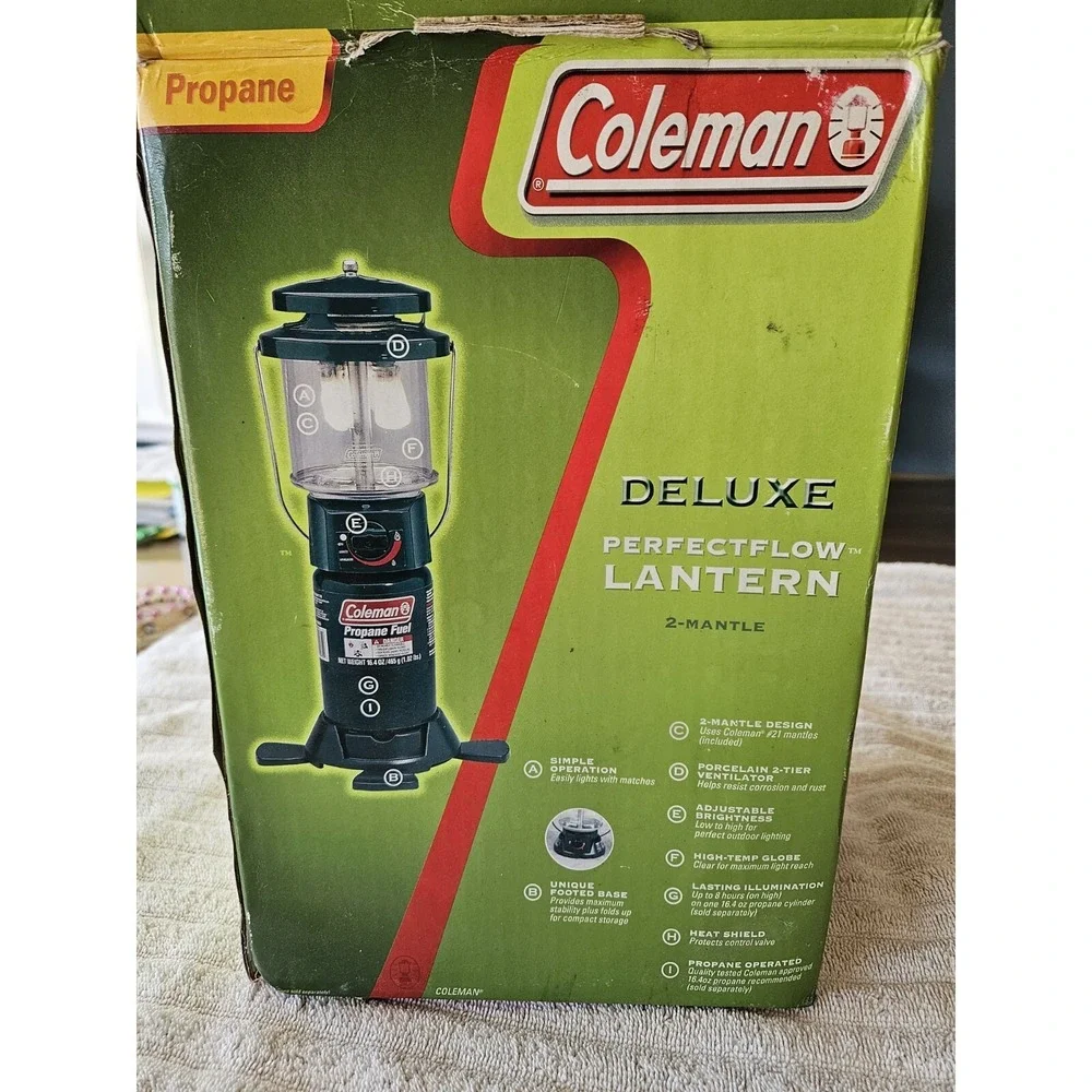 Coleman Lantern Deluxe 2 Mantle 2004 8hr Runtime With Base In Box